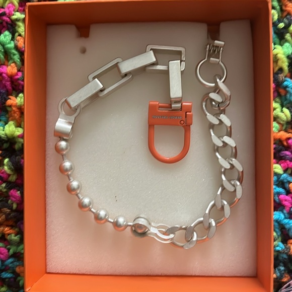 🎉Host Pick 🎉 💕. Heron Preston Multi Chain Necklace Silver Orange Brand New - Picture 4 of 10